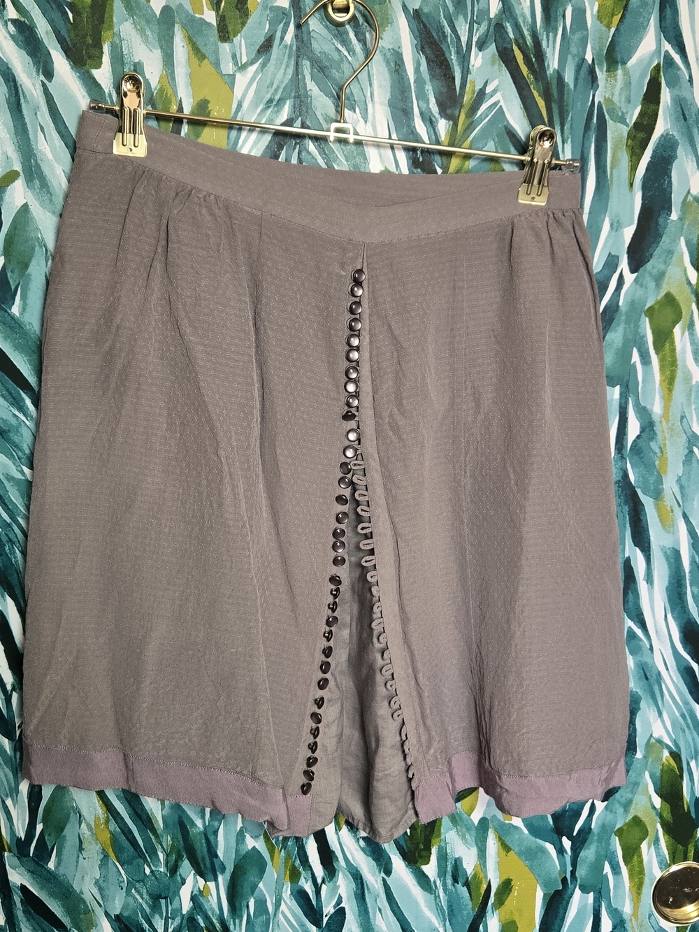 Vintage Anthropologie Odille Button Loop Front Pleated Skirt
